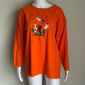 Vintage Halloween Haunted House 100% Cotton Long Sleeve Top Size M